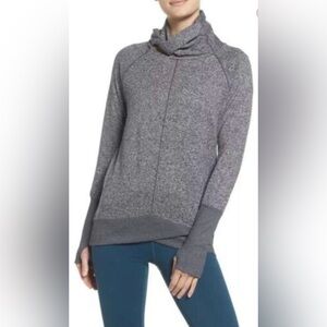 Zella Gwen Cozy Cowl Neck Pullover Relaxed Fit w/ Thumb Holes Soft Activewear